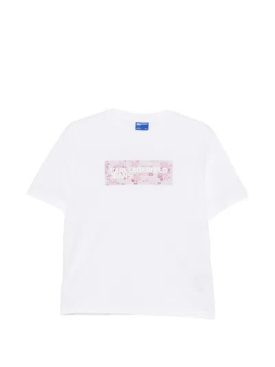 Karl Lagerfeld Jeans Floral-print Logo-print T-shirt In White