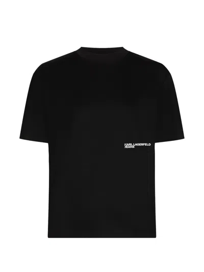 Karl Lagerfeld Jeans Floral-print T-shirt In Black
