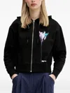 Karl Lagerfeld Jeans Flower-print Zip-up Hoodie In Black