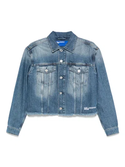 Karl Lagerfeld Jeans Fringed Denim Jacket In Blue