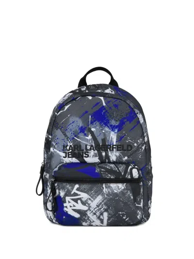 Karl Lagerfeld Jeans Graffiti-print Backpack In Gray