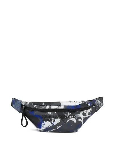 Karl Lagerfeld Jeans Graffiti-print Belt Bag In Gray