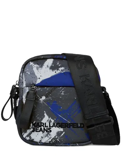 Karl Lagerfeld Jeans Graffiti-print Messenger Bag In Gray