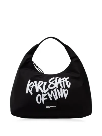 Karl Lagerfeld Jeans Graffiti-print Logo-patch Tote Bag In Orange