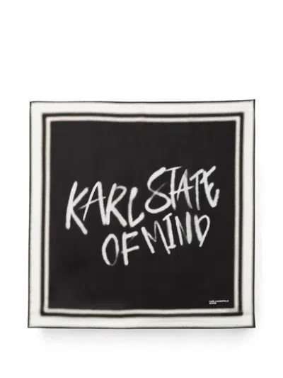 Karl Lagerfeld Jeans Graffiti-print Square Scarf In Black