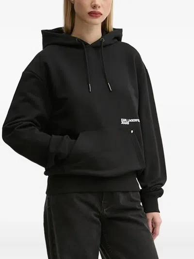 Karl Lagerfeld Jeans Graphic-print Hoodie In Black