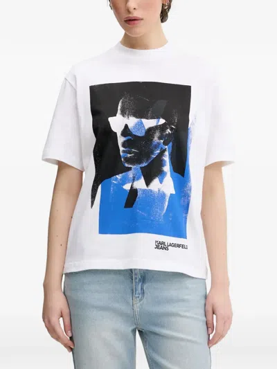 Karl Lagerfeld Jeans Woman T-shirt White Size L Organic Cotton