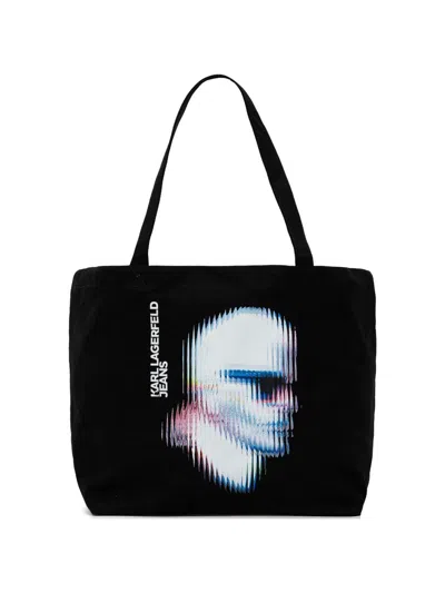 Karl Lagerfeld Jeans Graphic-print Tote Bag In Black