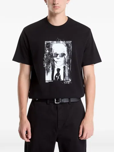 Karl Lagerfeld Jeans Graphic-print T-shirt In Black