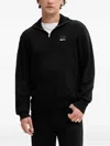 Karl Lagerfeld Jeans Half-zip Logo-patch Sweatshirt In Black