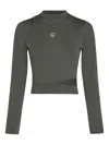 Karl Lagerfeld Jeans High-neck Cut-out Top In Green