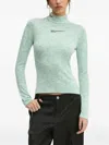 Karl Lagerfeld Jeans High-neck Logo-embroidered Top In Green