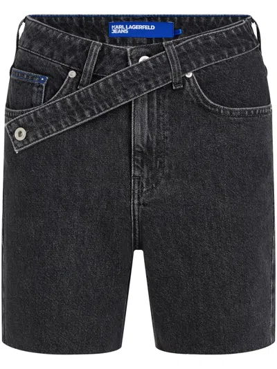 Karl Lagerfeld Jeans High-rise Denim Shorts In Black