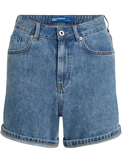 Karl Lagerfeld Jeans Jeans-shorts Mit Hohem Bund In Blau