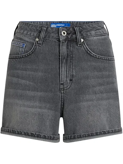 Karl Lagerfeld Jeans Jeans-shorts Mit Hohem Bund In Grau