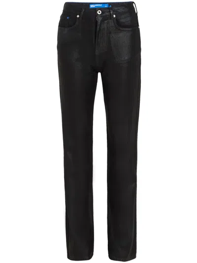 Karl Lagerfeld Jeans Split-hem High-rise Jeans In Black