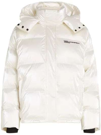 Karl Lagerfeld Jeans High-shine Puffer Jacket In White