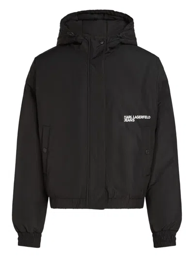Karl Lagerfeld Jeans Hooded Jacket In Black