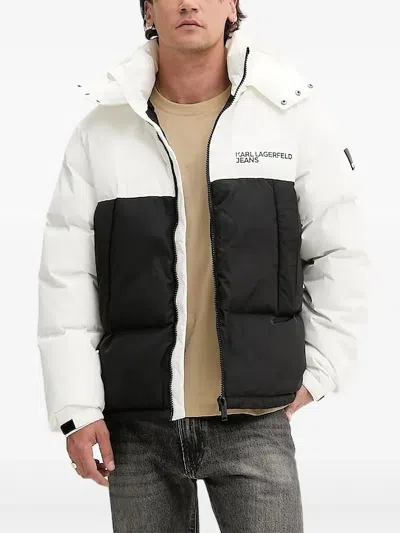 Karl Lagerfeld Jeans Hooded Puffer Jacket In Multi