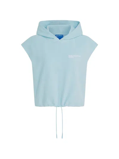 Karl Lagerfeld Jeans Hooded Sleeveless Vest In Blue
