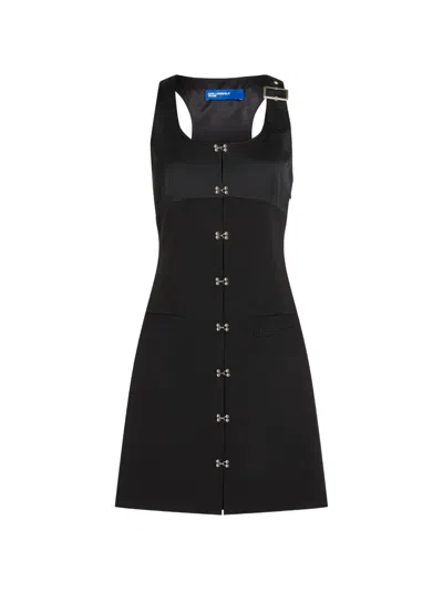 Karl Lagerfeld Jeans Hook-and-eye Buckle-strap Mini Dress In Black