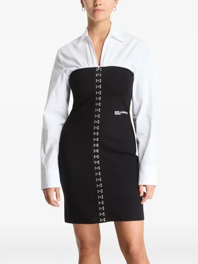 Karl Lagerfeld Jeans Hook-and-eye Layered Mini Dress In Black