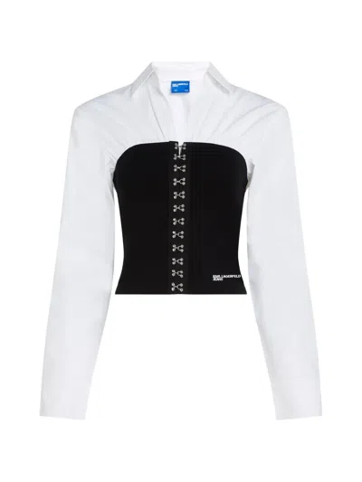 Karl Lagerfeld Jeans Hook-and-eye Poplin Blouse In White