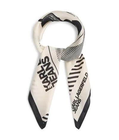 Karl Lagerfeld Jeans Karl Print Bandana Scarf In Gray