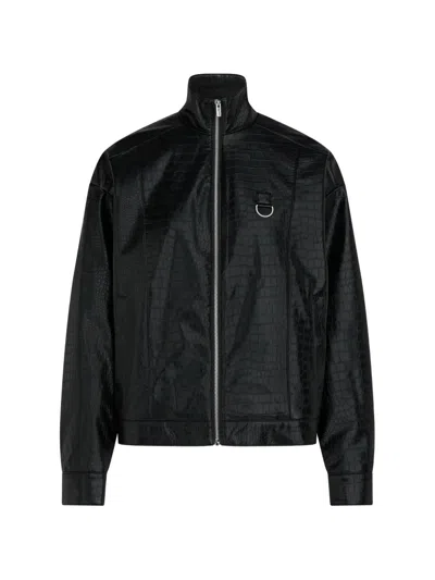 Karl Lagerfeld Jeans Karlism Croc-effect Bomber Jacket In Multi