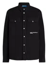 Karl Lagerfeld Jeans Karlism Slogan-print Denim Overshirt In Black
