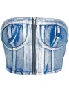 Karl Lagerfeld Jeans Klj-appliqué Denim Bustier Top In Blue