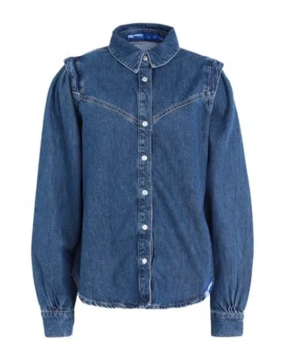 Karl Lagerfeld Jeans Klj Denim Shirt Woman Denim Shirt Blue Size Xl Organic Cotton