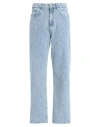 KARL LAGERFELD JEANS KARL LAGERFELD JEANS KLJ HR STRAIGHT BOUCLE DENIM WOMAN JEANS BLUE SIZE 30W-30L ORGANIC COTTON