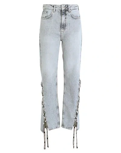 Karl Lagerfeld Jeans Klj Hr Straight Lace-up Denim Woman Jeans Blue Size 31w-30l Organic Cotton