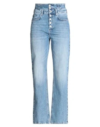 Karl Lagerfeld Jeans Klj Hr Straight Waistband Woman Jeans Blue Size 32w-30l Organic Cotton, Elastan