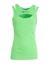 Karl Lagerfeld Jeans Klj Layered Ribbed Tanktop Woman Top Lime Green Size Xs Organic Cotton, Elastan In Green
