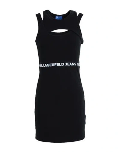 Karl Lagerfeld Jeans Klj Logo Elastic Tank Dress Woman Mini Dress Black Size L Organic Cotton, Elast