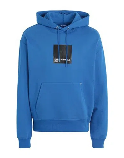 Karl Lagerfeld Jeans Logo-print Drawstring Hoodie In Blue