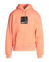 Karl Lagerfeld Jeans Klj Logo Hoodie Man Sweatshirt Salmon Pink Size Xl Organic Cotton, Recycled Pol In Pink