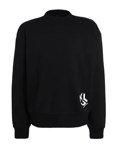 Karl Lagerfeld Jeans Klj Monogram Lslv Sweat Man Sweatshirt Black Size Xl Organic Cotton, Recycled P