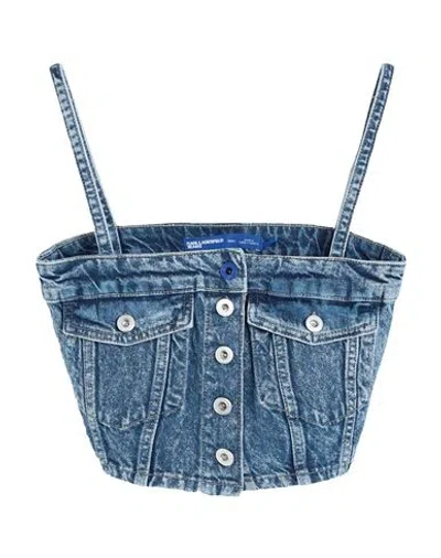 Karl Lagerfeld Jeans Klj Recycled Denim Top Woman Top Blue Size Xl Recycled Cotton
