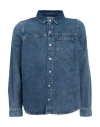 Karl Lagerfeld Jeans Klj Regular Denim Shirt Man Denim Shirt Blue Size M Organic Cotton In Blue