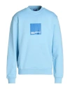 Karl Lagerfeld Jeans Klj Regular Logo Sweat Man Sweatshirt Light Blue Size L Organic Cotton, Recycle