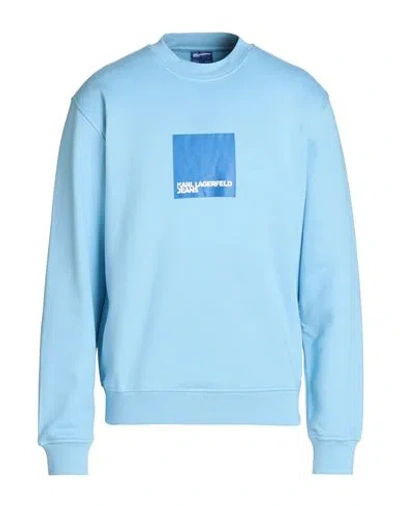 Karl Lagerfeld Jeans Klj Regular Logo Sweat Man Sweatshirt Light Blue Size L Organic Cotton, Recycle
