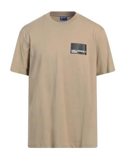 Karl Lagerfeld Jeans Klj Regular Sslv Logo Tee Man T-shirt Beige Size Xl Organic Cotton