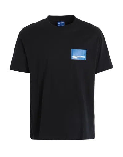 KARL LAGERFELD JEANS KARL LAGERFELD JEANS KLJ REGULAR SSLV LOGO TEE MAN T-SHIRT BLACK SIZE XL ORGANIC COTTON