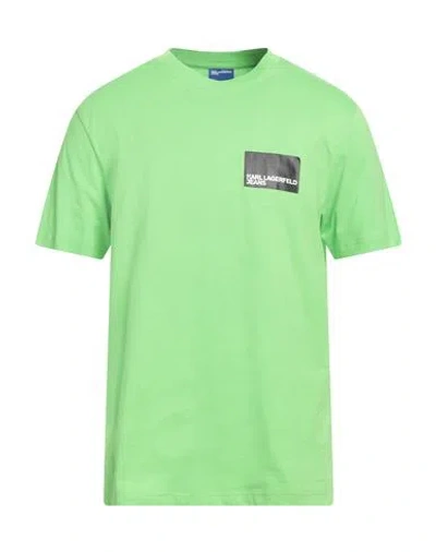 Karl Lagerfeld Jeans Klj Regular Sslv Logo Tee Man T-shirt Green Size Xl Organic Cotton