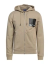 Karl Lagerfeld Jeans Klj Regular Zip Up Hoodie Man Sweatshirt Beige Size M Organic Cotton, Recycled