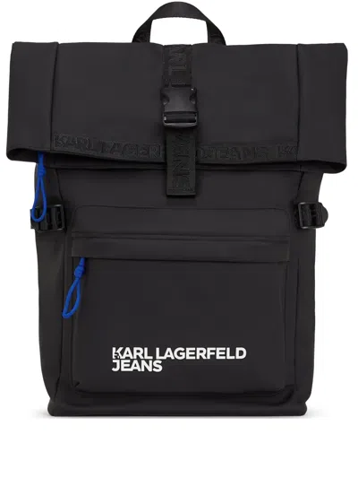 Karl Lagerfeld Jeans Klj Roll-top Backpack In Black
