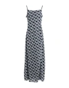 Karl Lagerfeld Jeans Klj Slip Maxi Aop Mesh Dress Woman Maxi Dress Black Size M Recycled Polyester, In Black
